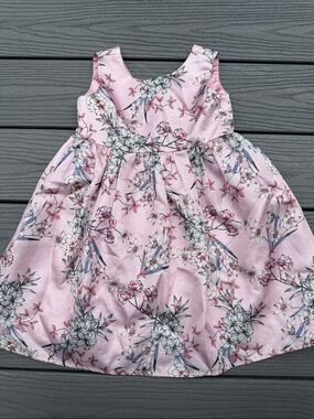 Girls' Pink Floral Sleeveless Party Dress